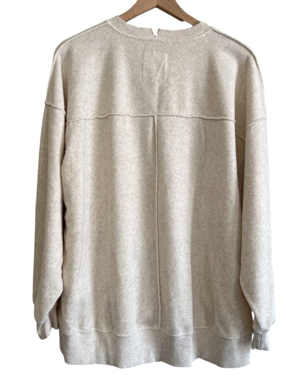 Aerie Cream Smiley Face Oversized Chill Cozy Crew Sweatshirt - Picture 6 of 6
